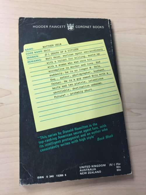 DEATH OF A CITIZEN - DONALD HAMILTON